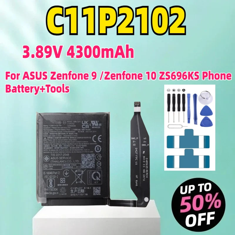 

Battery C11P2102 3.89V 4300mAh For ASUS Zenfone 9 /Zenfone 10 ZS696KS Phone Battery+Tools