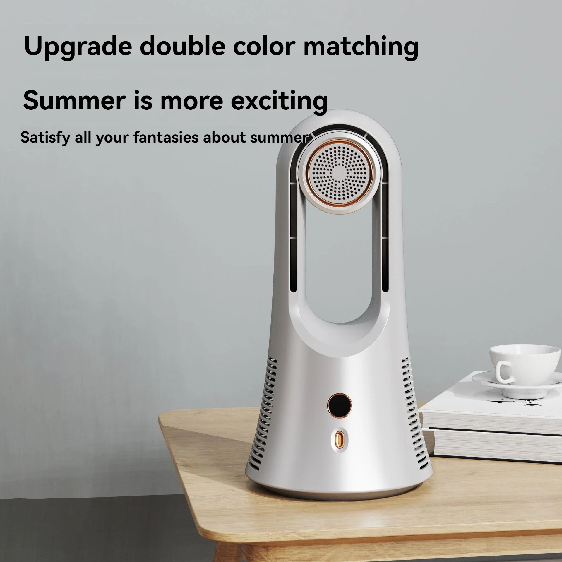 2024 New Fragrance Leaf less Fan Desktop USB Tower Fan Small Smart LED Screen Display Air Conditioning Fan for Home Bedroom