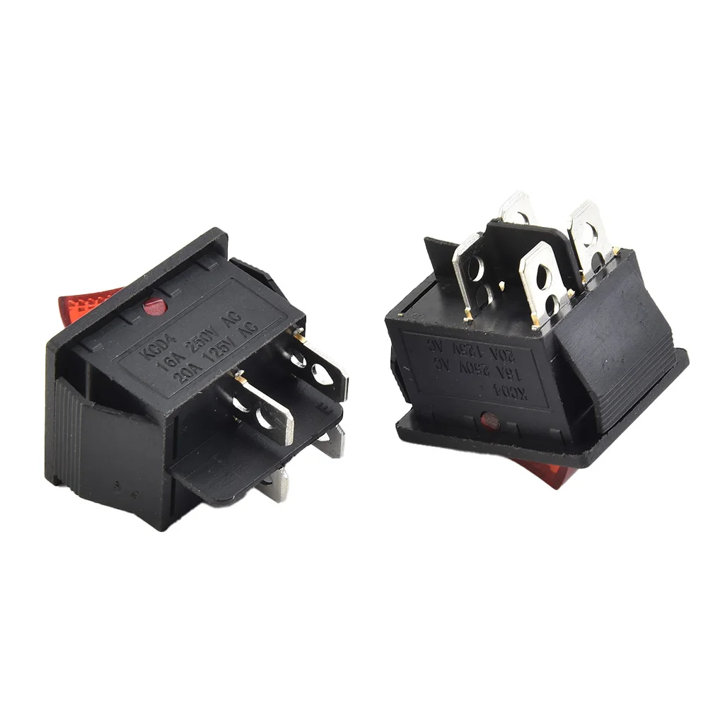 4 Pin On-Off Rocker Switch Double Pole Single Throw Latching On Off DPST Rectangular 16A 30mm X 25mm X 27mm Brand New