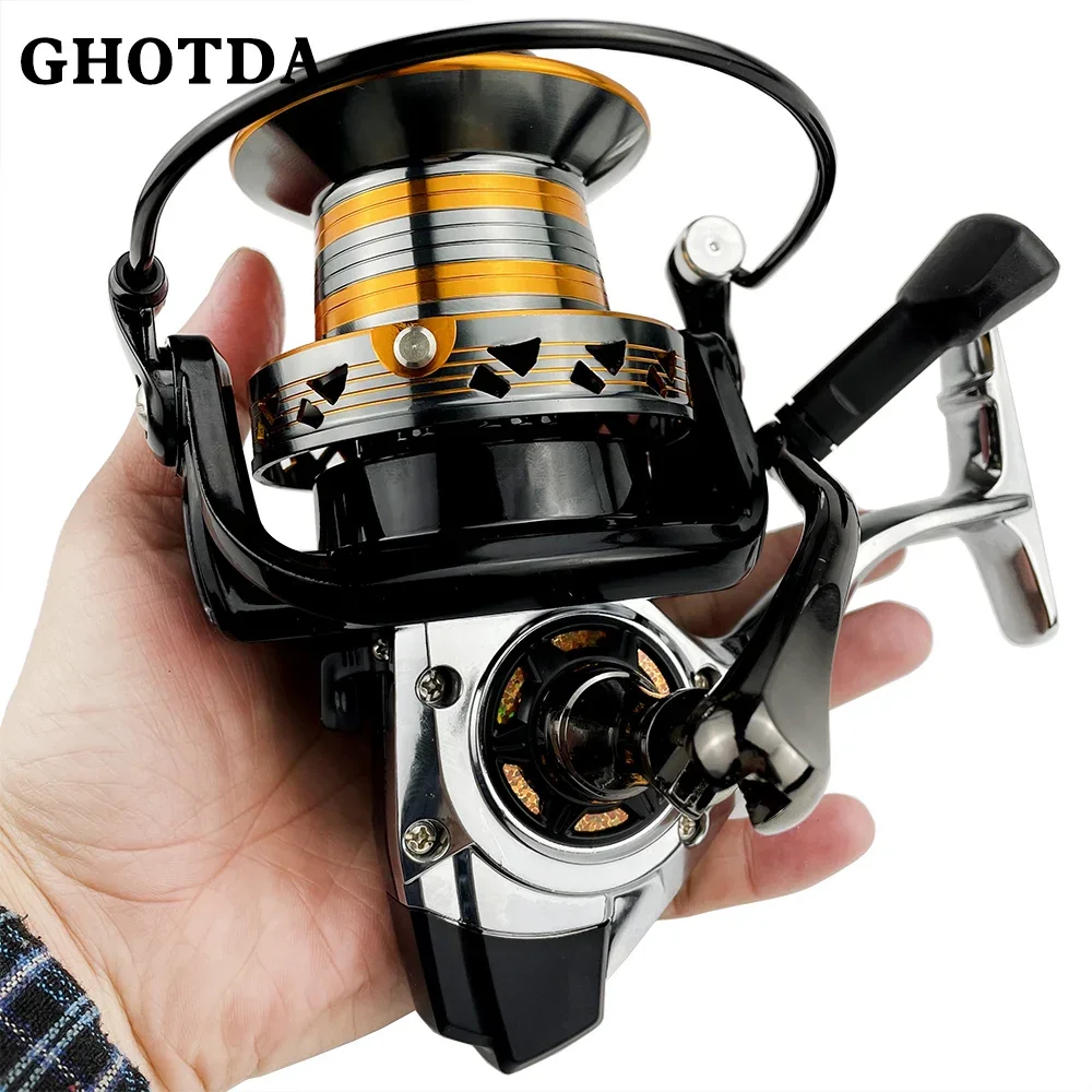 Large Metal Spool Spinning Fishing Reel 9000/10000/12000 Series Drag Power 20-30KG Wheel Sea Boat Trolling Fishing Tackle