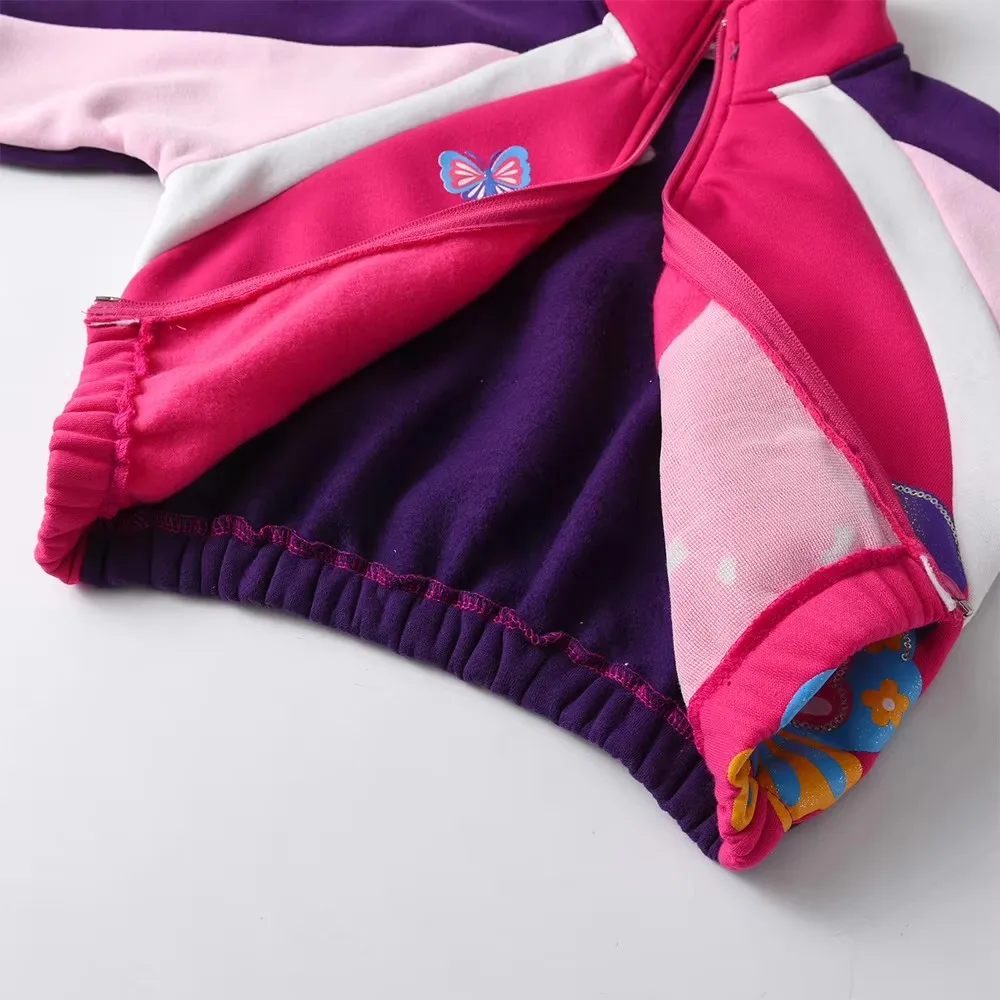 VIKITA Kinder Herbst-Winter-Jacken Mädchen Schmetterling Cartoon-Print Oberbekleidung und Mäntel Kinder Reißverschluss Warme Dicke Sport-Freizeitjacken – Detail 4