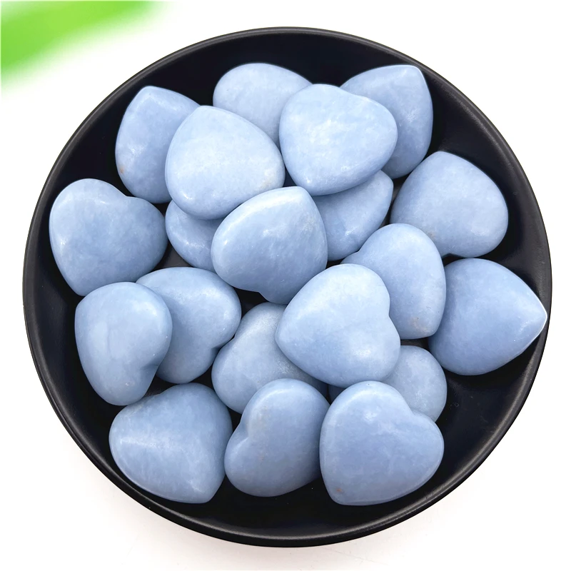 1PC Rare Natural Blue Angelite Stone Heart Love Shaped Crystal DIY Making Necklace Pendant Jewelry Gift Home Decoration