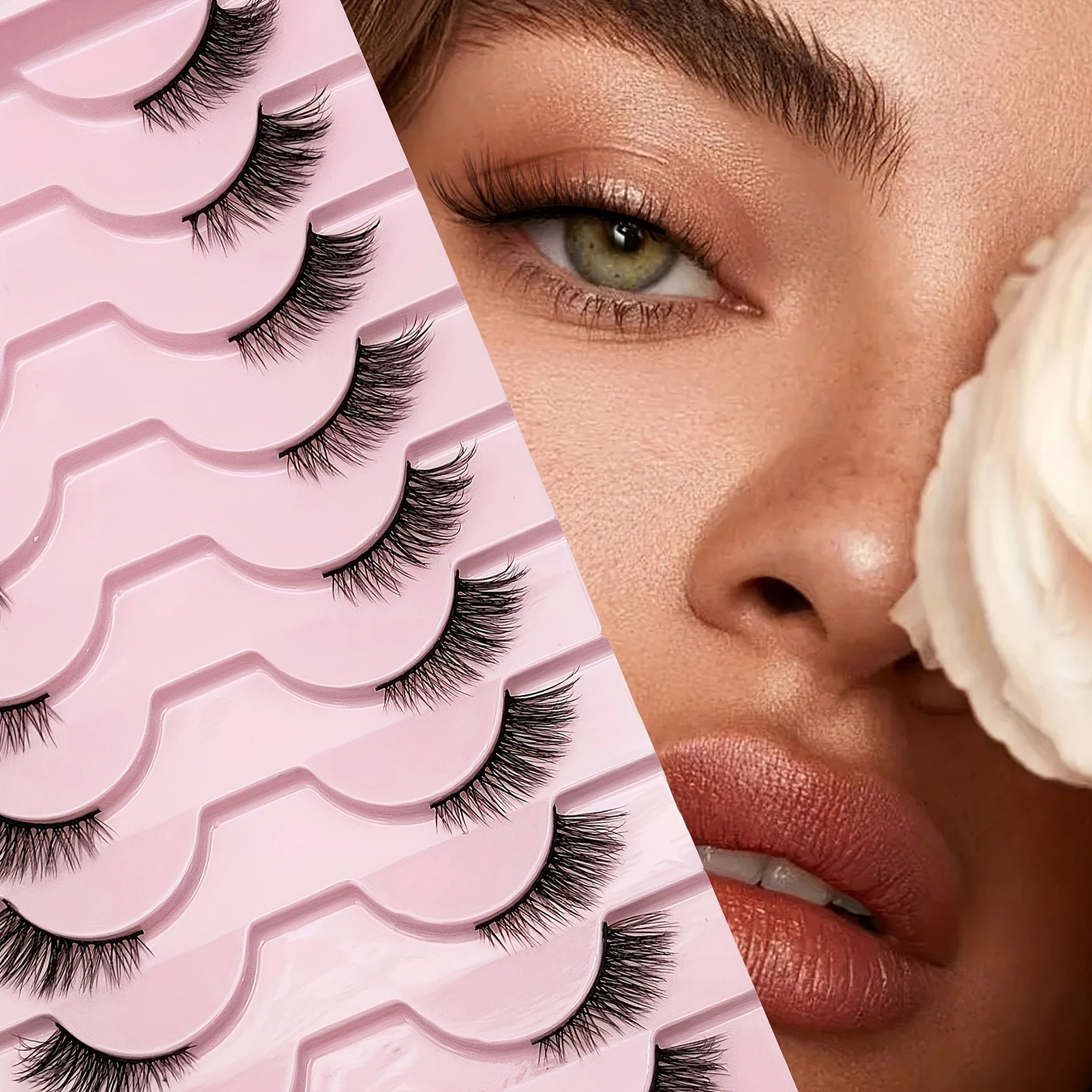 10 Pairs Half Eyelashes Natural Fluffy Cat's Eye Lash Clusters Winged End Eye Elongated Falser Eyelashes Soft European Lashes