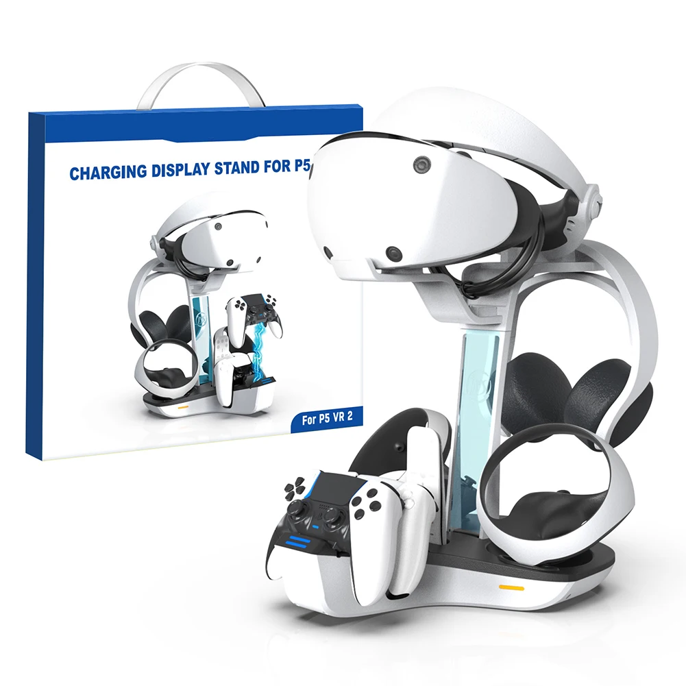 Game Controller Charger Station Professional Charger Base LED Indicator Light Storage Helmet Earphones Bracket for  PS VR2