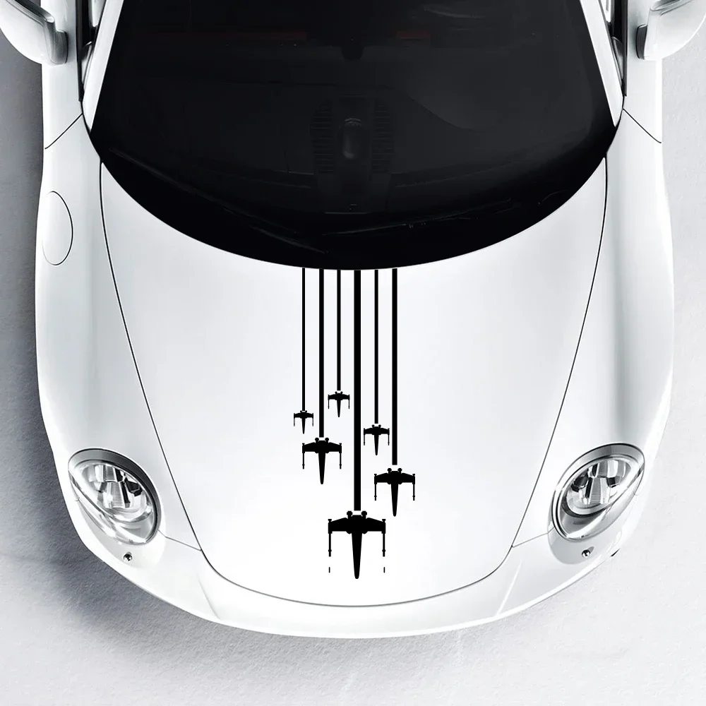 Car Hood Bonnet Engine Sticker X-Wing Destroyer Ship Falcon Wars Tie Fighters Auto Vehicle Battle Empire Vinyl Decal Decoration