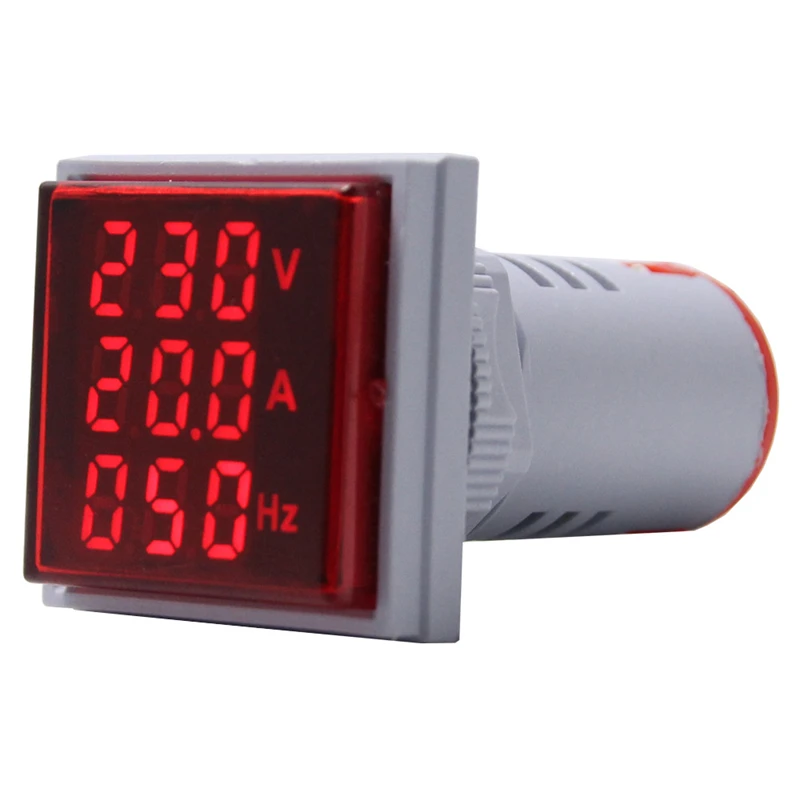 Square LED digital display three-digit display voltage current Hz meter combination meter indicator tester 22mm frequency meter