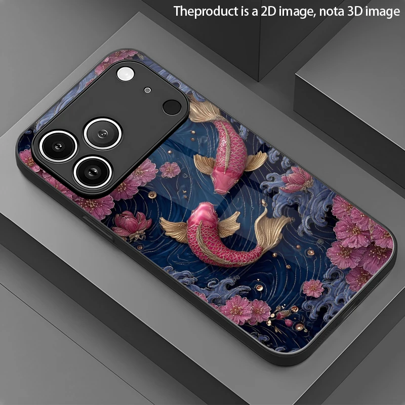 2D Fishbone Pattern Phone Case for iPhone 17/16/15/14/13/12/11/X/XR/XS/Max/Pro 8 plus - Glass Protective Cover