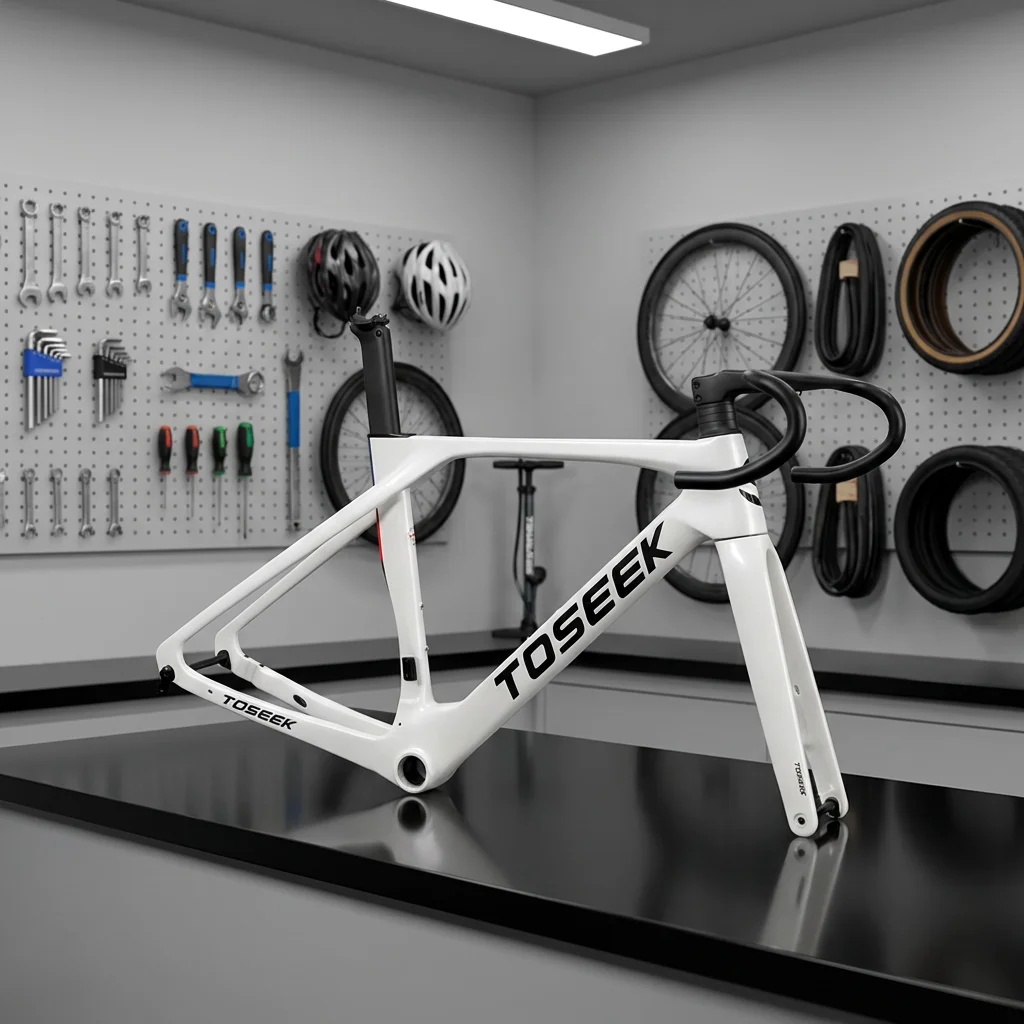

Factory Customized Carbon Fiber Light Weight Road Bike Fram 700c Road Disc BBT47 Thru Axle Bike Frame Set
