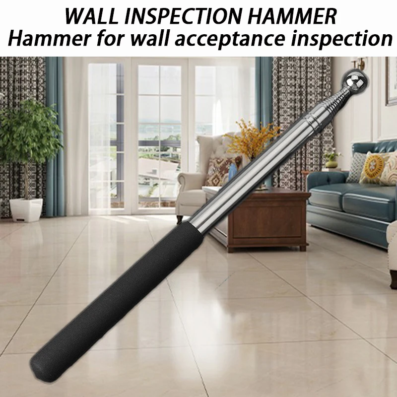 1.6M/2.5M Thickened Hollow Drum Hammer Inspection Room Tool Telescopic Rod Empty Drum Hammer Checker Tiles Wall Test Hand Tools