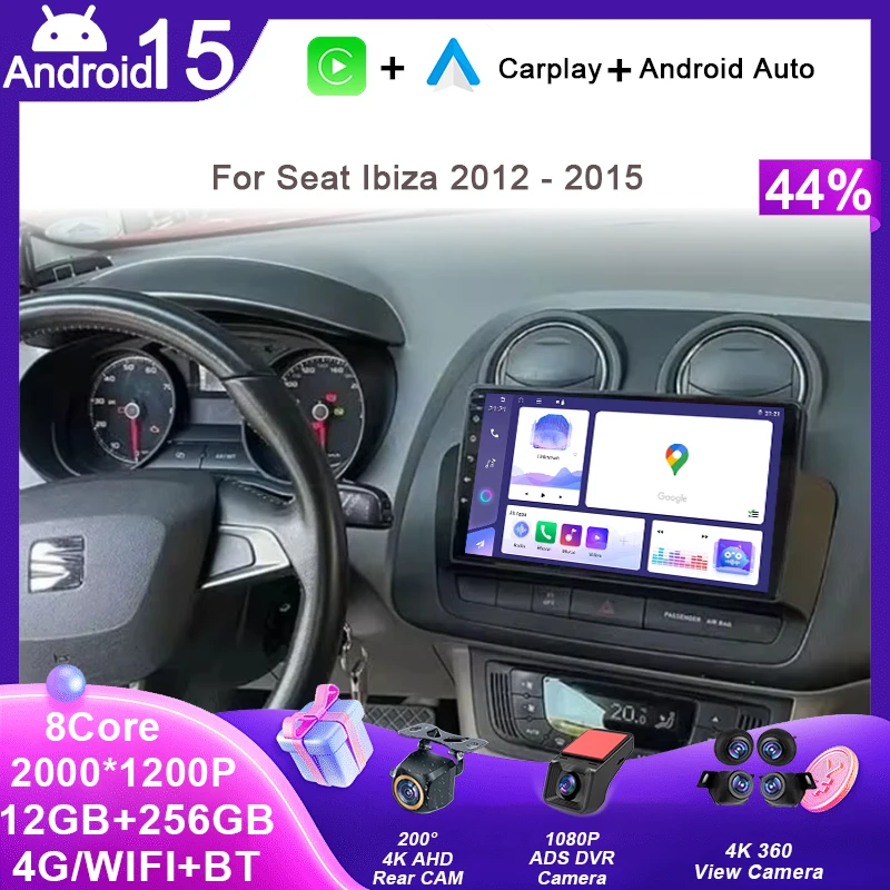 Car Multimedia Video Player Radio For Seat Ibiza 2012 - 2015 GPS Navigation Stereo 4G Android Auto Carplay Head Unit No 2din dvd