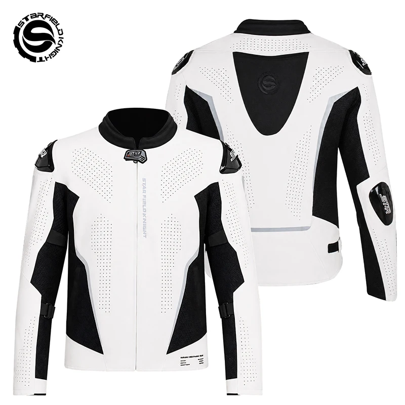 SFK White Motorcycle Jacket 2026 New High Quality Motorbike Racing Equipment Summer Mesh Breathable Men's Riding Clothing