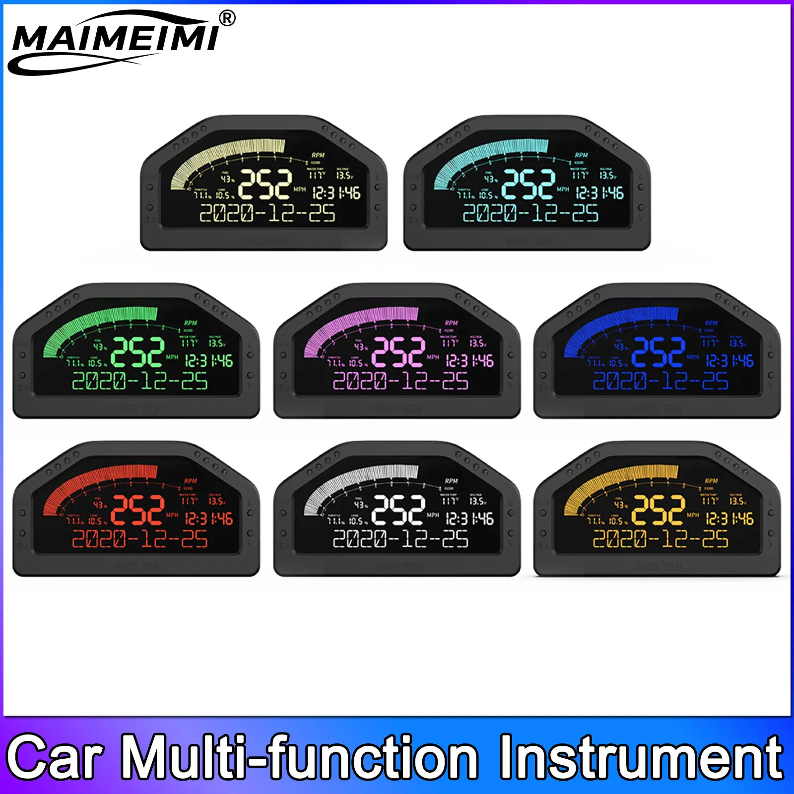 

921 Multi-Function Car Dashboard 8 Color Display Tachometer Speedometer Boost Fuel Level Water Temperature Oil Press Gauge