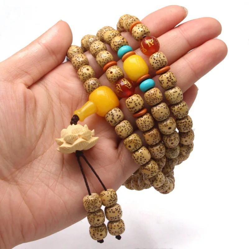 108 Beads Golden Seed Xingyue Bodhi Bracelet Vintage Artistic Handcrafted Prayer Beads Mala Bracelet Gifts