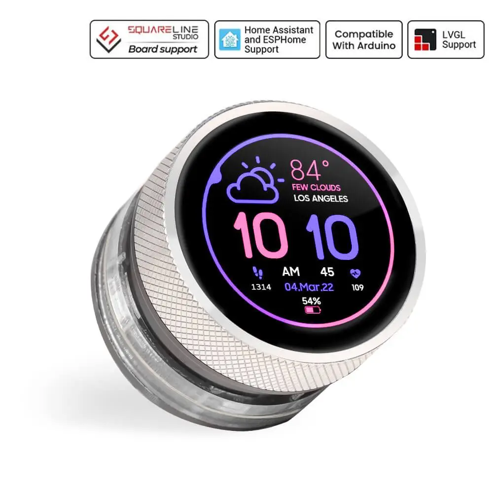CrowPanel 1.28-inch ESP32 HMI Rotary Display 240x240 IPS Round Touch Knob Screen with UART I2C FPC Interface 2.4G WiFi Support