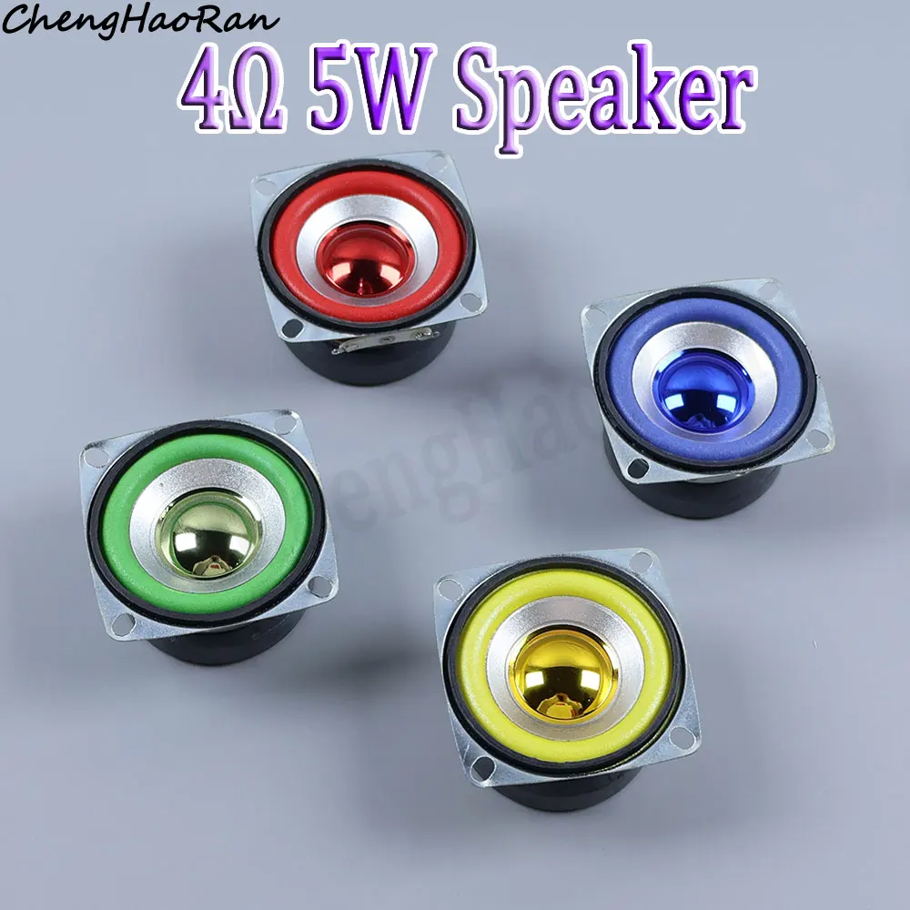 

1Pc 4R 5W 53MM Audio Full Range Speaker Driver 45mm External Magnetic Speaker4R 5W Yellow Blue Red Green Edge Bright Cap Speaker