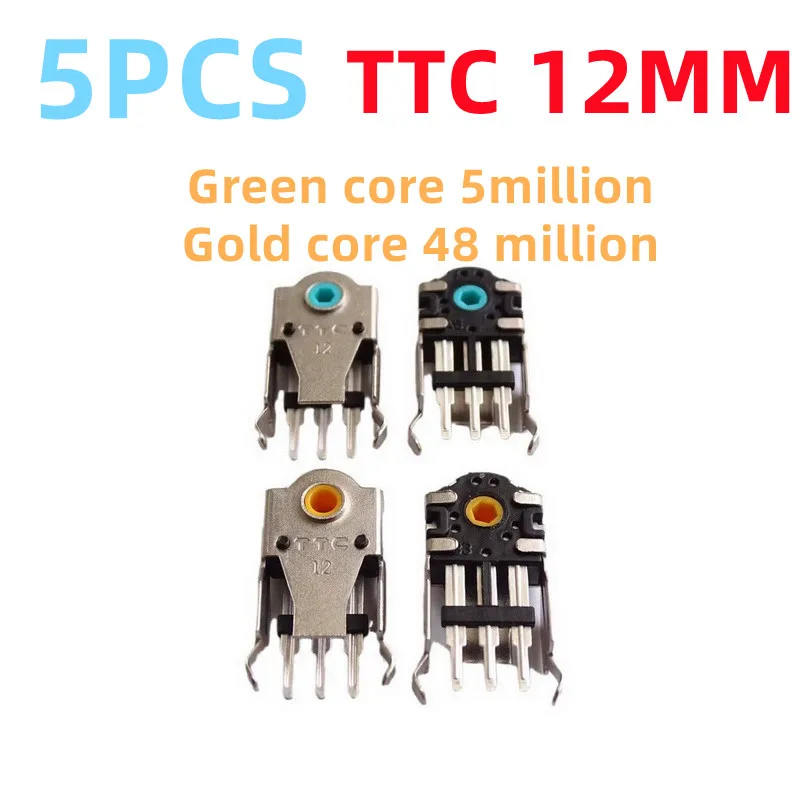 New TTC 5PCS 12MM Gold Wheel Green Wheel Mini Viper V2 Sharp Viper Wireless Fuller G93 Mouse Wheel Encoder Green Gold Core