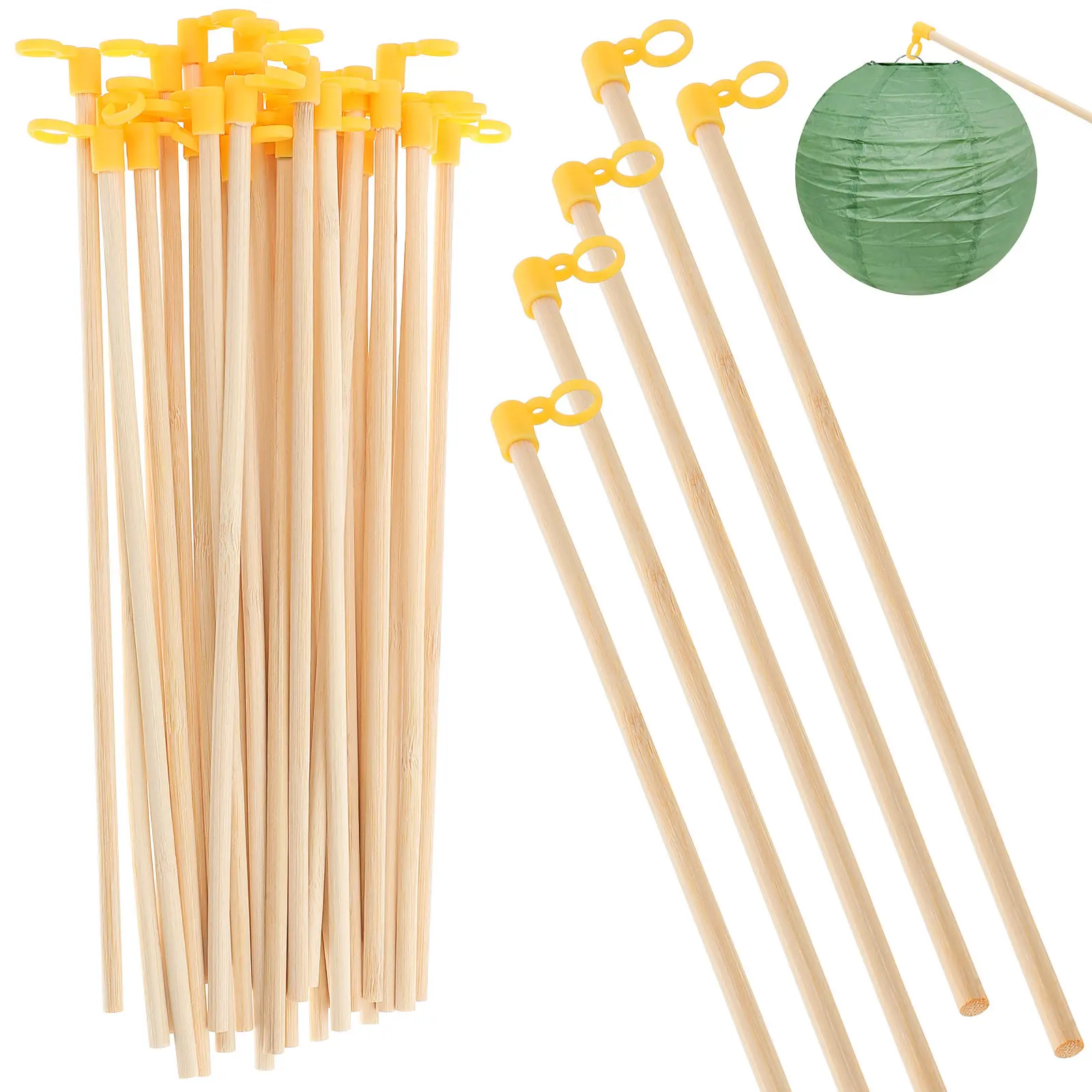 

35pcs Lantern Handles Wood Pole Sturdy Longlasting Comfortable Grip Paper Lantern Materials Handmade Desktop Lighting