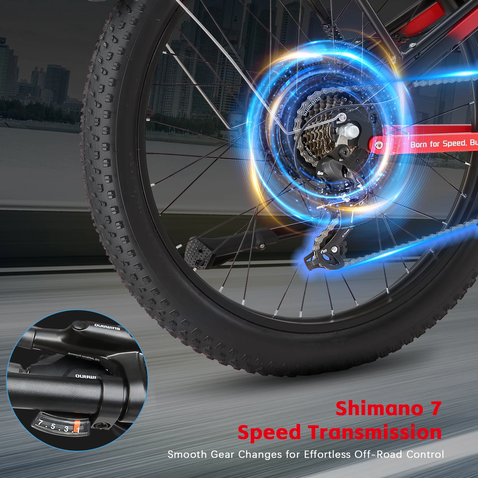 48V 1000W 19,2Ah Elektrofahrräder für Erwachsene, 45km/h Fatbike mit Schneereifen, Leistungsstarkes Elektromotorrad – Detail 8