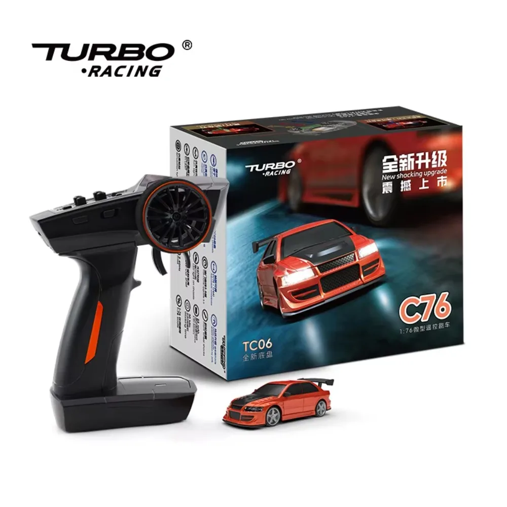 

Turbo Racing 1/76 C76 Flat Running Racing MINI RTR Remote Control Model On-road Car Desktop Toys for Adult Children's Toys