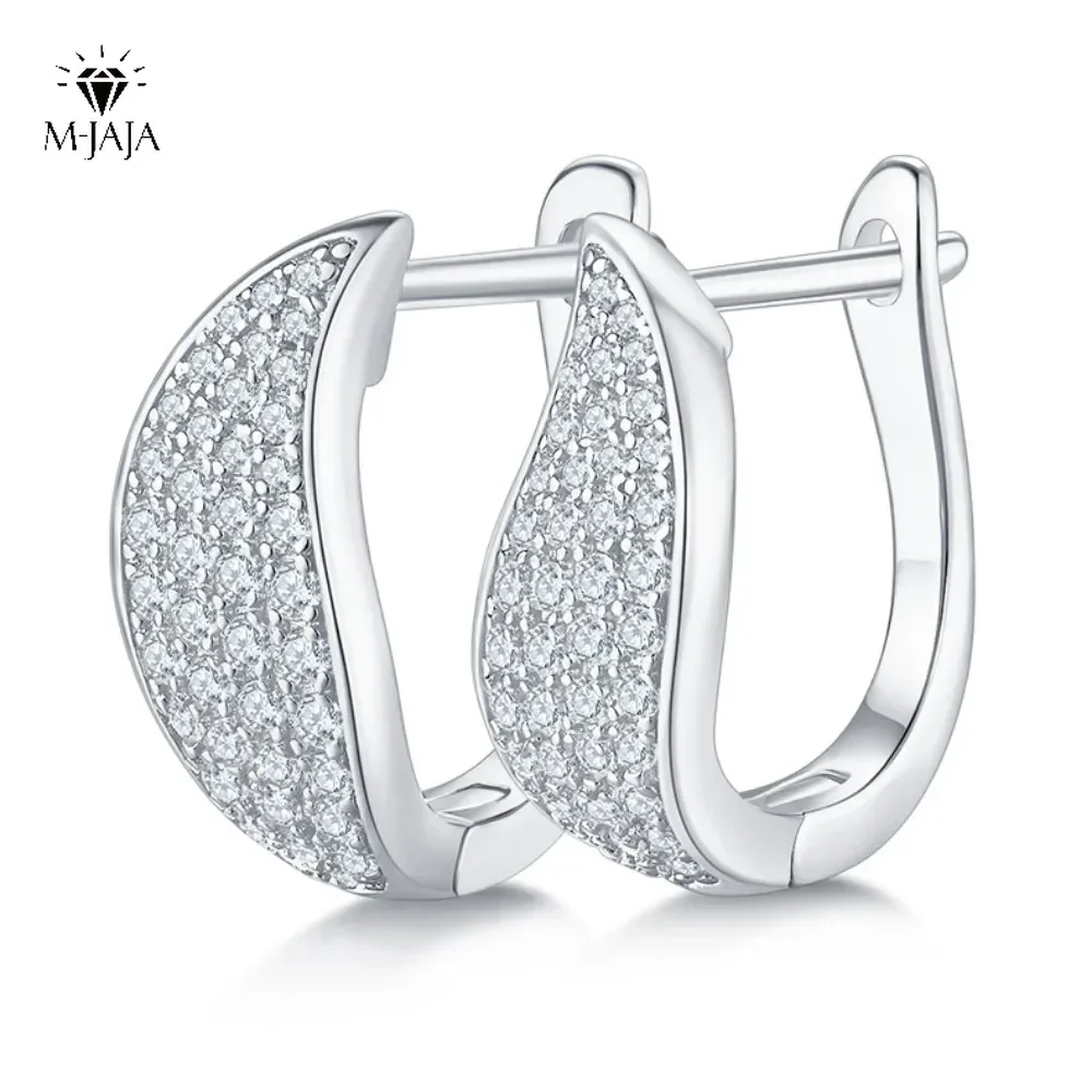 

M-JAJA Full D Color Moissanite Earrings 925 Sterling Silver for Women GRA Lab Diamond Plated White Gold Earrings Wedding Jewelry