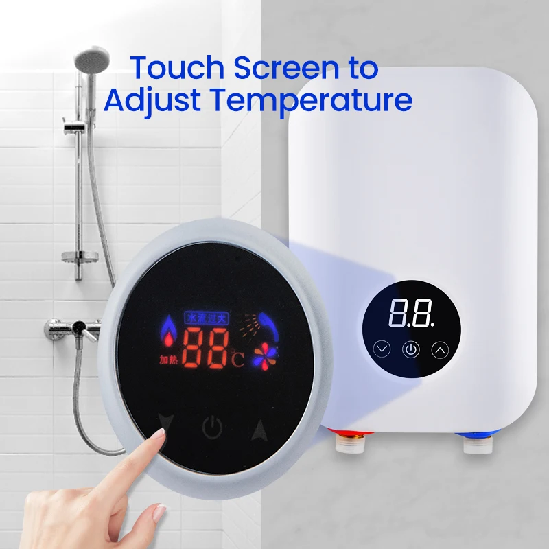 Calentador de agua instantáneo eléctrico montado en la pared sin tanque, 3500w, 220v, sin tanque, con control táctil, para el hogar y el hotel, uso múltiple de fábrica