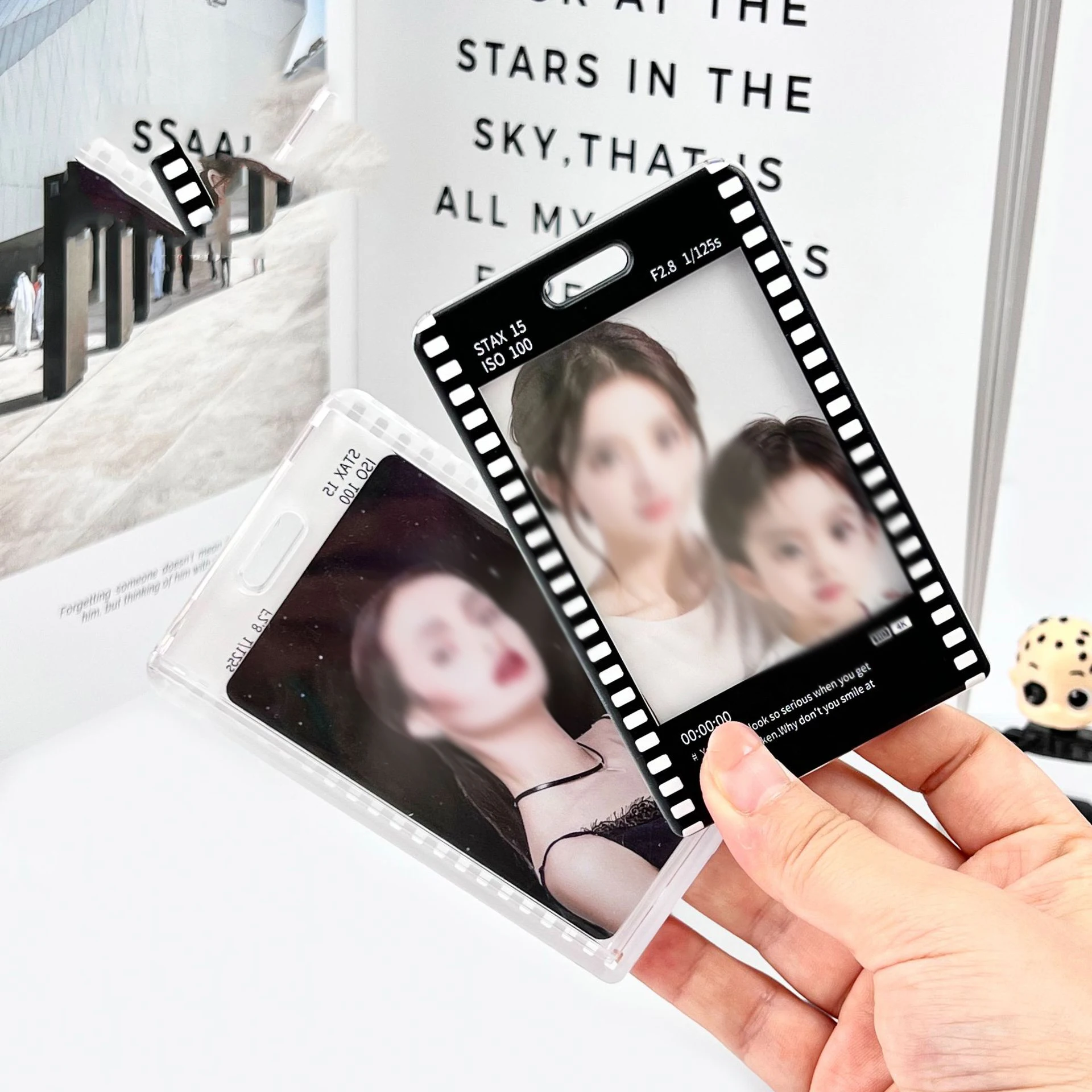 Film transparent card holder student business card case protector