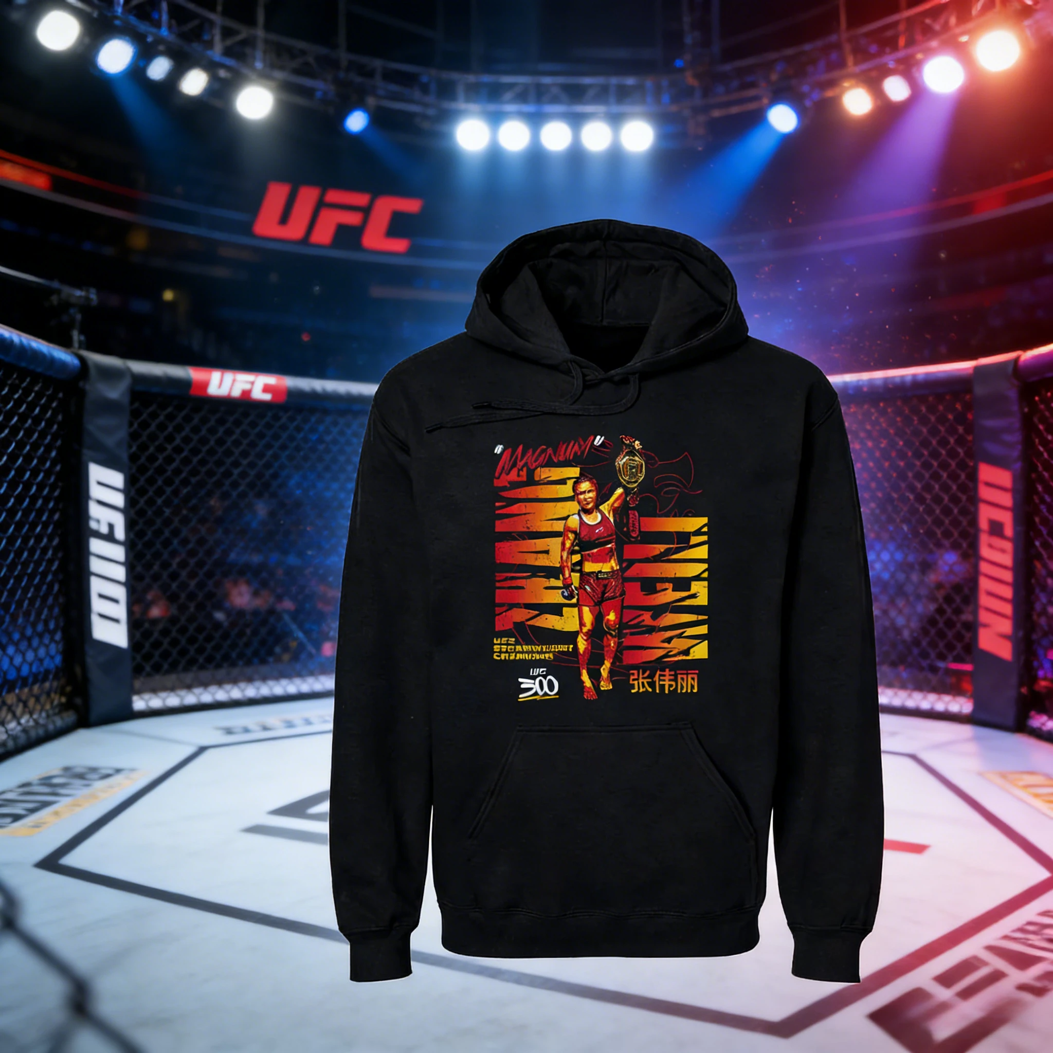 

Осень/зима 2026, UFC Чжан Вайли, боевая толстовка с рисунком, женская модная свободная повседневная хлопковая теплая толстовка, пальто унисекс