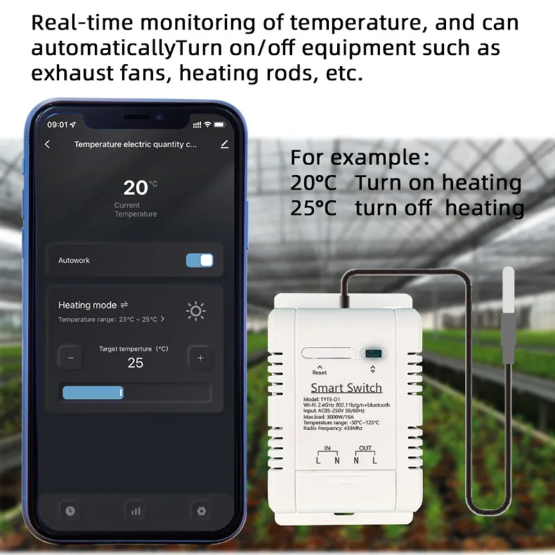 Tuya / Ewelink Smart Wifi Temperature Switch With Energy Consumption Monitor(tuya) RF433 Intelligent Thermostat Works With Alexa