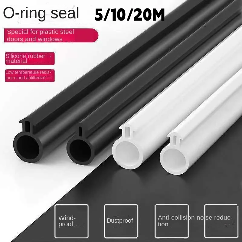5/10/20M Plastic Steel Door Window Sealing Strip O-Shaped Rubber Kerf Weather Stripping Card Slot Seals Hollow Bulb Barb Tubular