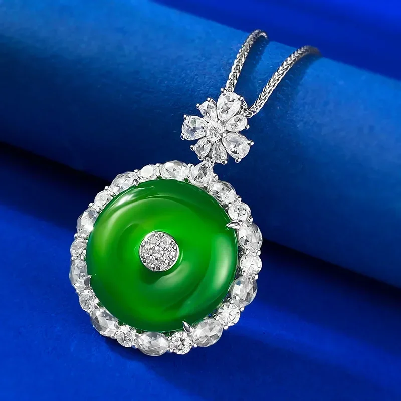 

Valuable Emerald Diamond Pendant Necklace 925 Sterling Silver Party Wedding Chocker Necklace for Women Bridal Pendant jewelry