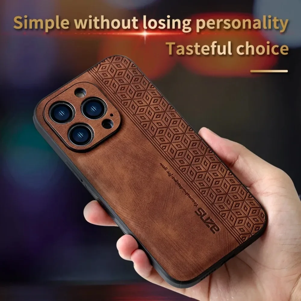 Luxury Leather Business Phone Case for iPhone 16 15 11 13 12 14 Pro Max Plus 13 12 Mini X XR XS 8 7 Plus Shockproof Soft Cover