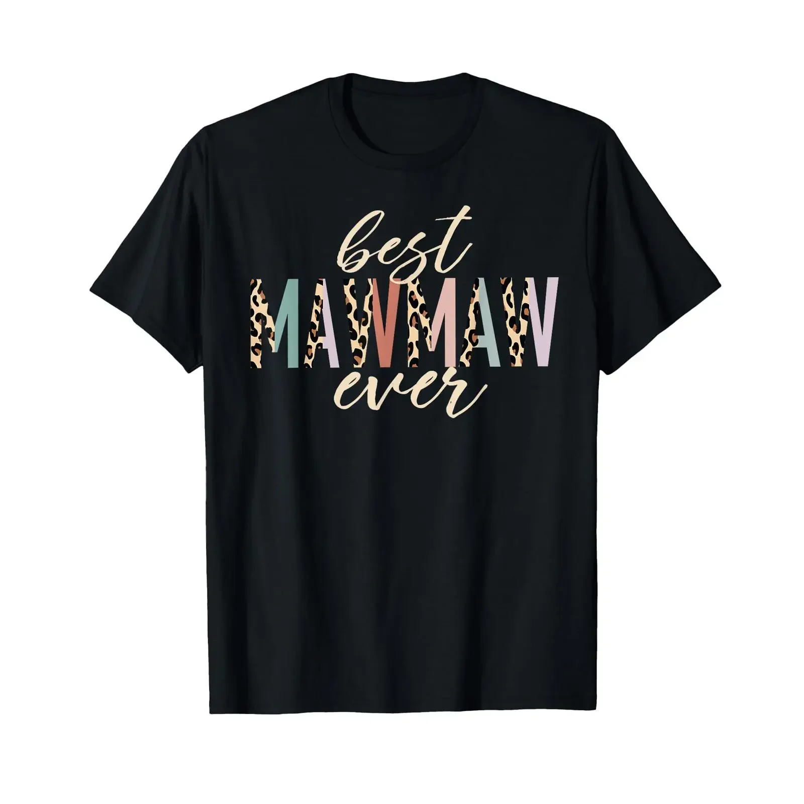 Bestes Mawmaw-Ever-T-Shirt mit Leopardenmuster zum Muttertag, Vintage-Waschung, lässig, vielseitig, dehnbar, stilvoll, grafisches Design, Herrenmode