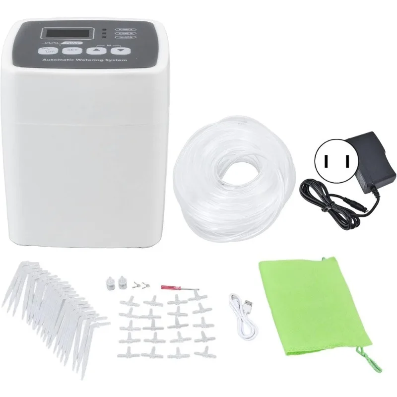 

Комплект автоматической системы капельного орошения для 20 горшечных растений, внутренний и открытый таймер воды с двойным насосом и 3 источниками питания