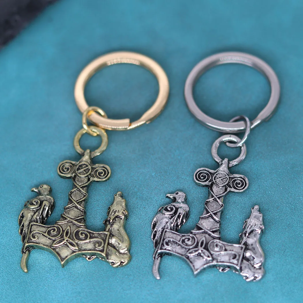 Valknut Vikings Keychain Norse Bird Wolf Anchor Bib Kolye Original Animal Pendant Key Chains For Men Women Amulet Jewelry Gift