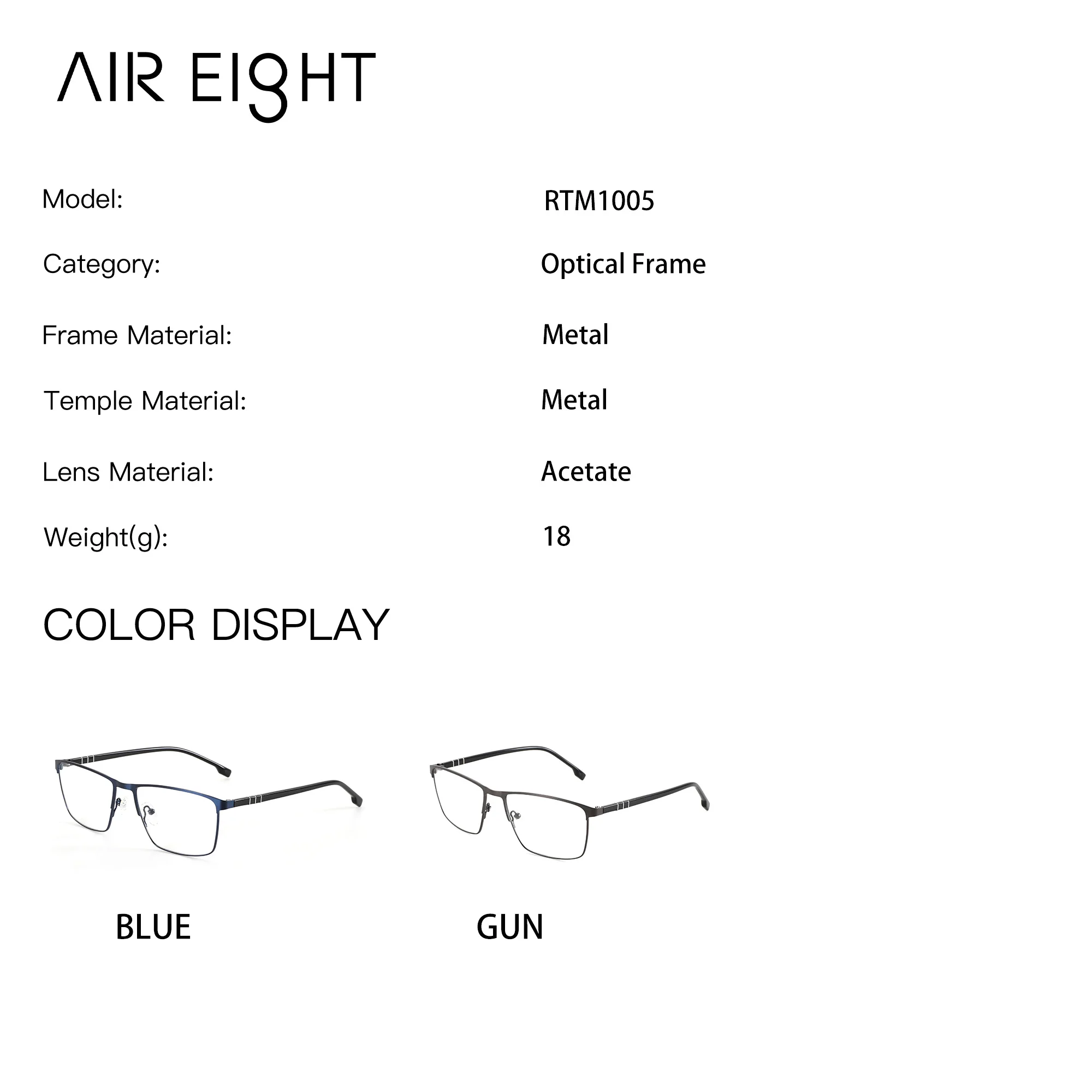 AIREIGHT S Size Metal Rectangle Prescription Glasses For Men Anti Blue Light Photochromic Medical Lenses Progressive Eyewear