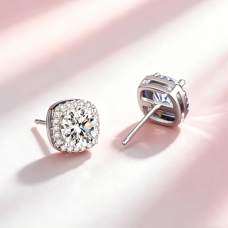 Elegant Design 0.3~2.0ct Moissanite Earrings Pass Diamond Tester 925 Silver with GRA Certificate Fashionable Wedding Gift