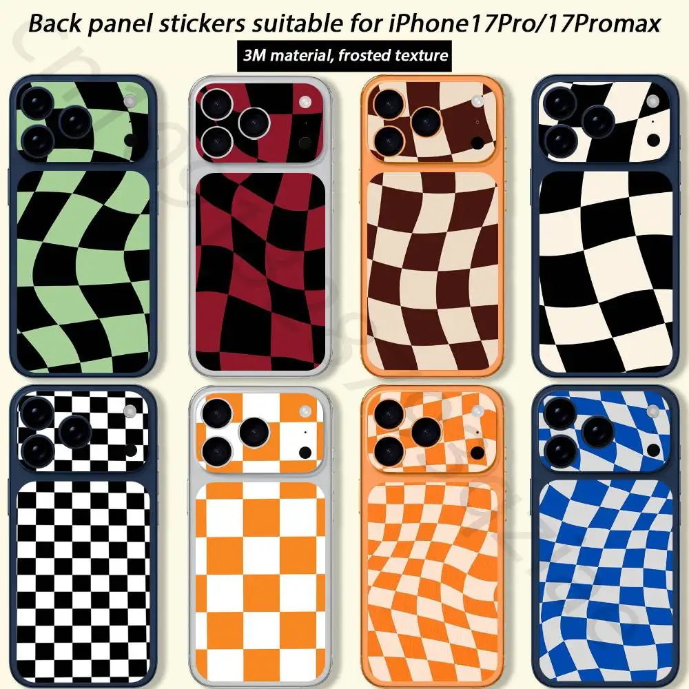 

Защитная пленка-наклейка с шахматным узором для iPhone 17 Pro/Pro Max: для задней панели, рамки и камеры