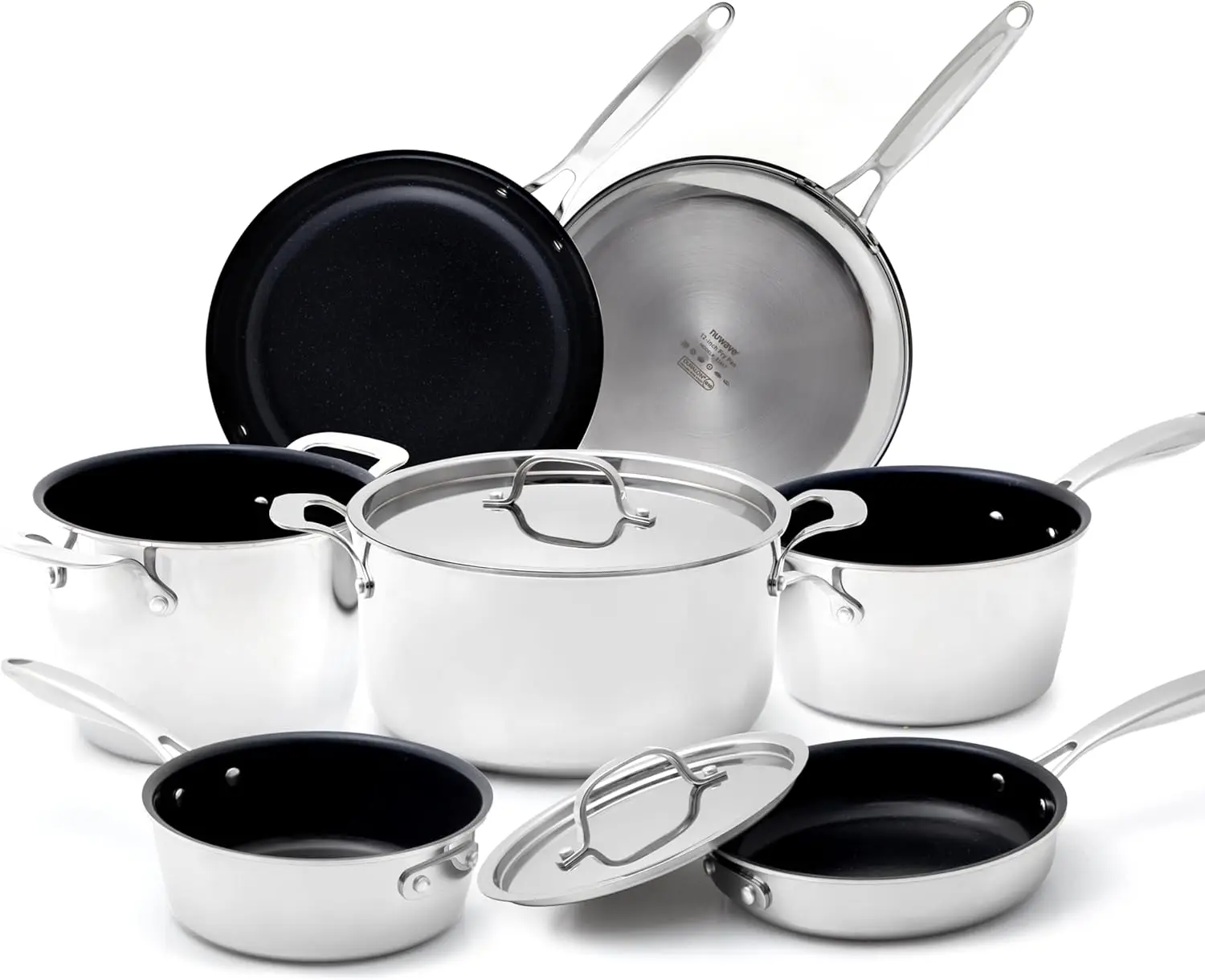 9Pc Stainless Steel Pro-Smart Cookware Set, Tri-Ply Heavy-Duty Construction, Ergonomic Stay-Cool Handles, Duralon Blue