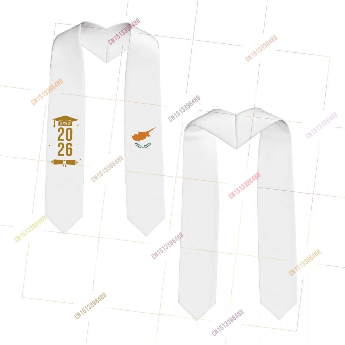 Class Of 2026 Cyprus Flag Graduation Stole Sash Scarf For International Students Proud 183CM Long