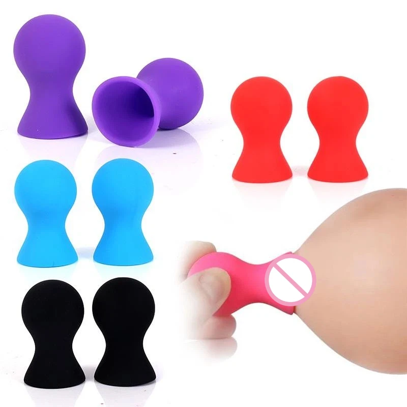【A】2PCS Silicone Nipple Sucker Pump Suction Cup Breast Massager Clitoris Stimulator Sex Toys For Woman Couples view 2