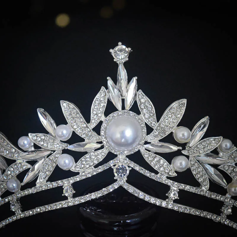 Gorgeous Flowers Crystal Pearl Big Wedding Crown Headband Bridal Tiara Party Show Pageant Hair Accessories