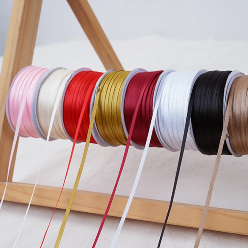 (91meters/roll) 3mm Two-sided Satin Ribbon Clothing Sewing Decoration Supplies Gift Birthday Party Wedding Decoration Ribbons