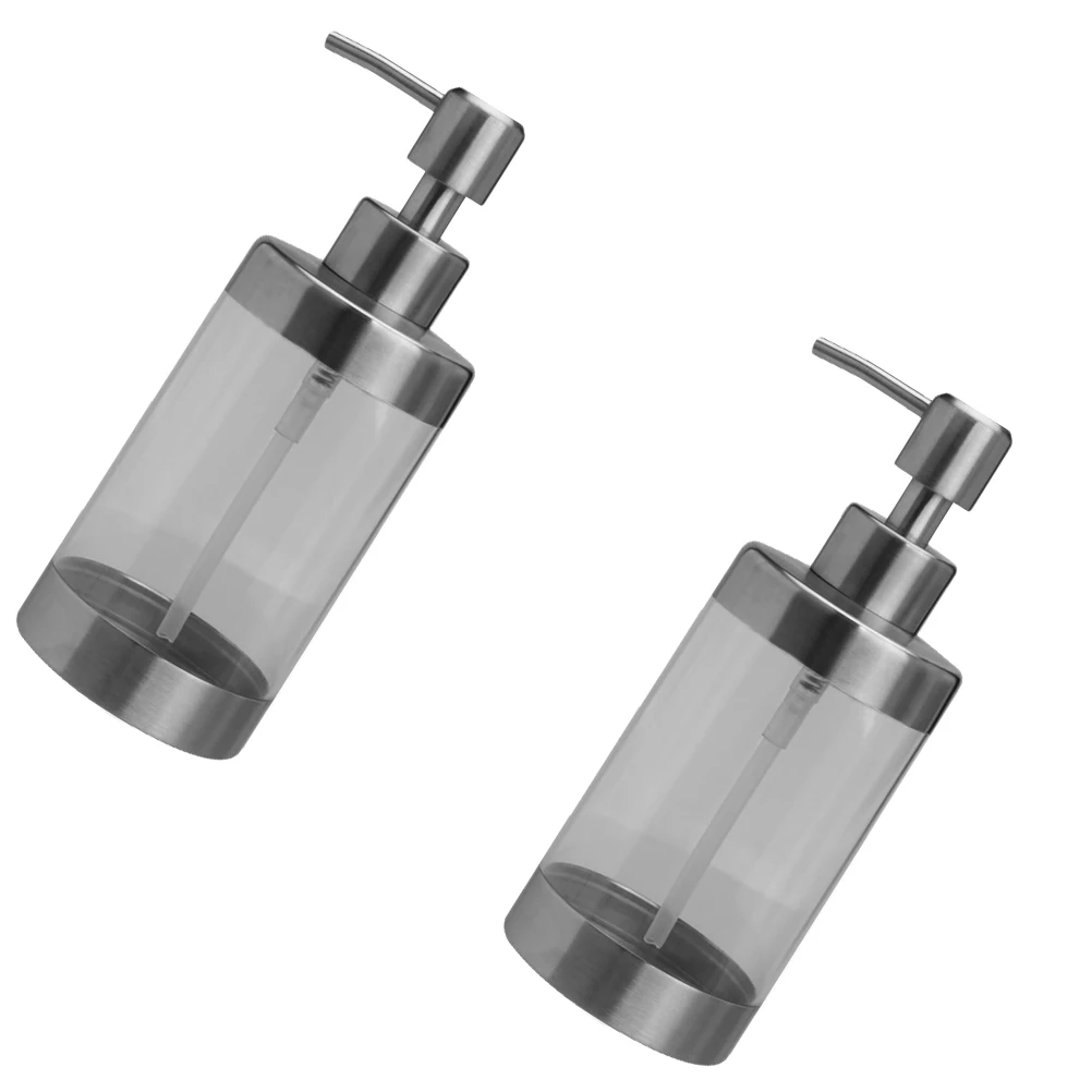 

2Pcs Soap Dispenser Shampoo Container Lotion Refillable Bottles Transparent Bathroom Travel Toiletries Stainless Steel Eco