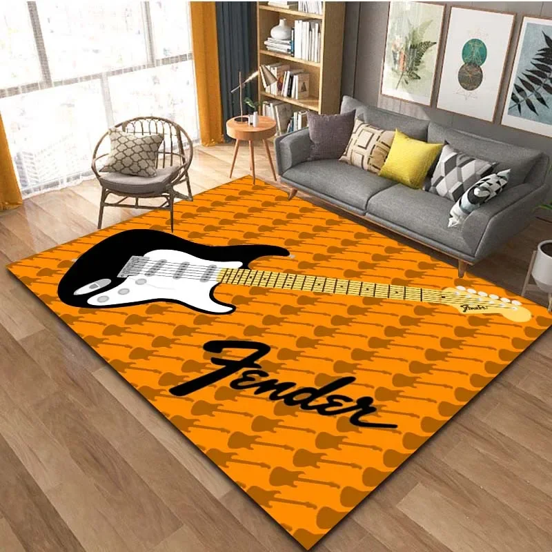 FENDER-F Guitar Retro Music Living Room Carpet Gift Soft Yoga Rug Area Rug Bedroom Decor Non-slip Bedroom Rug Bathroom Mat Rugs