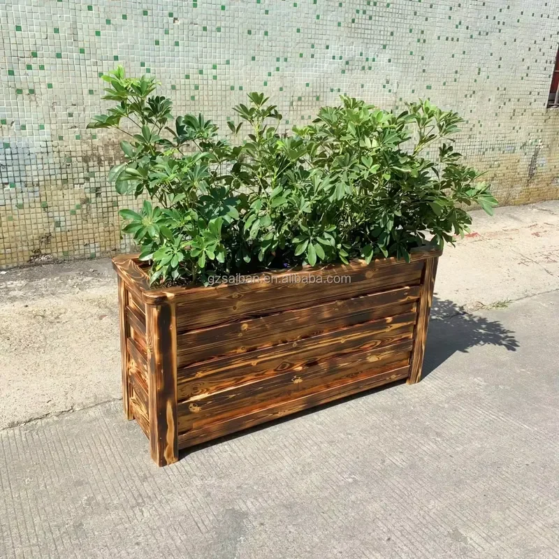 Commercial Large Flower Pots Wood Planter Boxes Flower Planters for Cafe