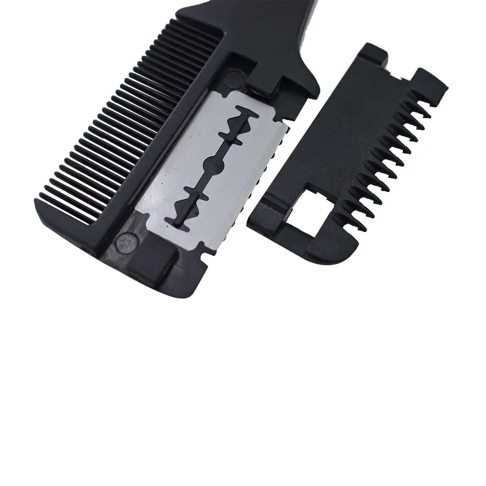 Women's Fashion Black Handle Hair Styling  Hair Cutting Thinning DIY Trimmer with Blades Hair Razor Comb Double Sides