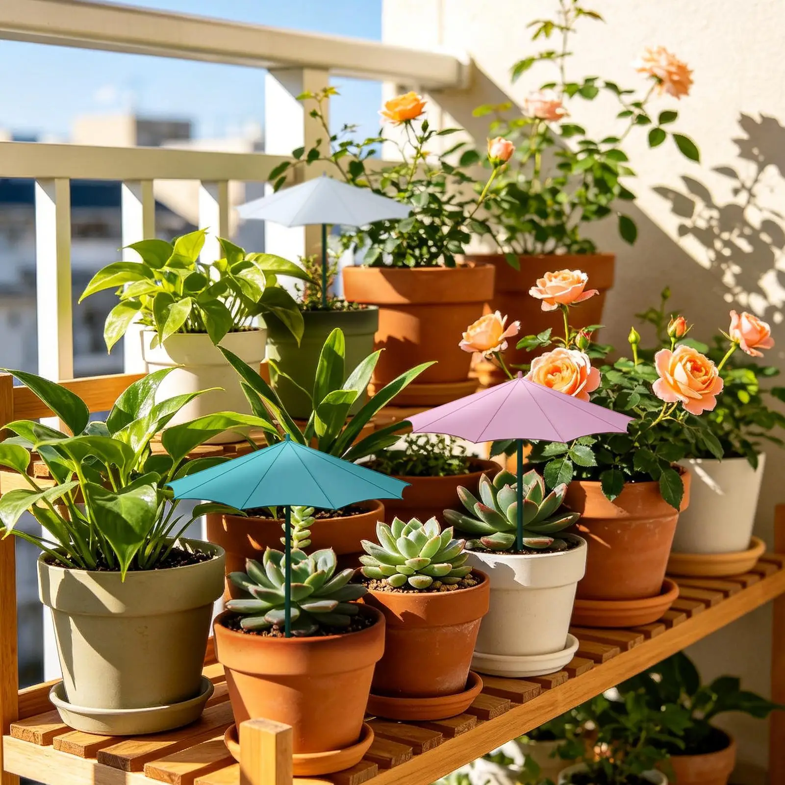 3 Pcs Plant Umbrella Small Outdoor Potted Shade UV Protection Garden Flowers Cover Yard Patio Porch Balcony Nursery Decor