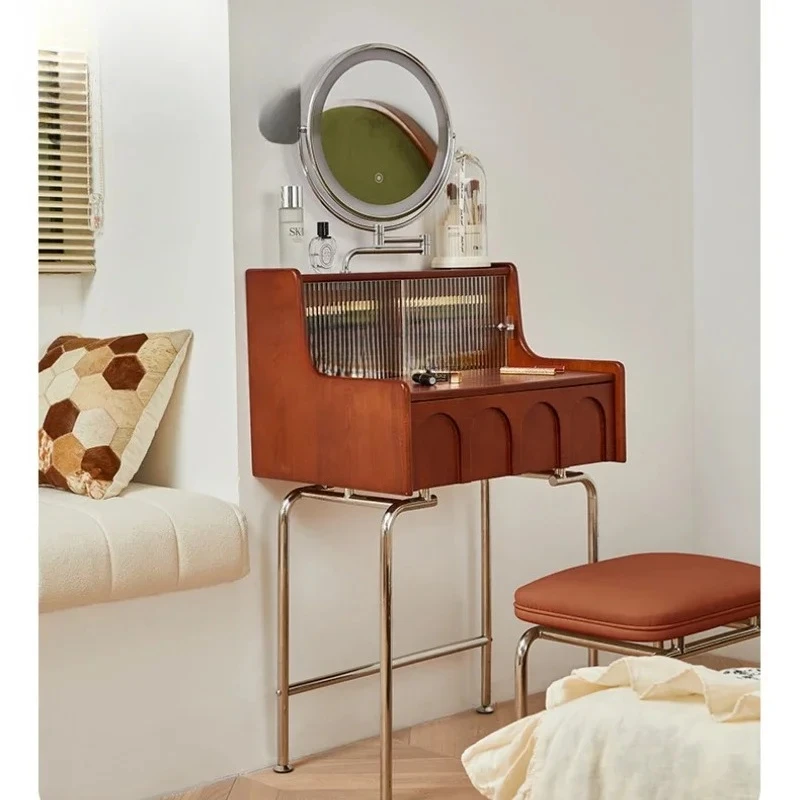 

French Style Mid-Ancient Dresser Small 60cm Bedroom Solid Wood Makeup Table Designer Mini Ultra Narrow Dresser