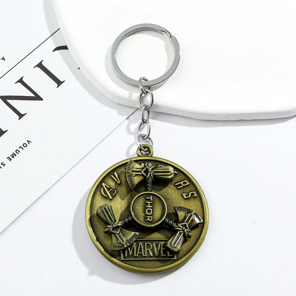 Avengers Thor's Hammer Keychain Rotatable Thor Storm Axe Fashion Cool Vintage Key Chain Movie Periphery Accessory for Fans