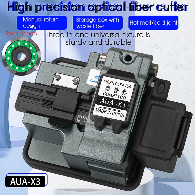 Top High Precision AUA-X3 Fiber Cleaver FTTH Cable Fiber Optic Cutting Knife Tools Cutter Three-in-one clamp slot 24 Surface